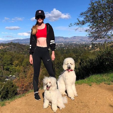 Kathryn Newton on a hike with her pets